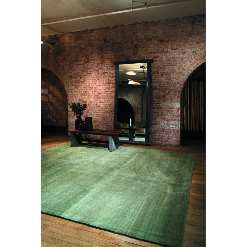 Cirque Geometric Area Rug in Gold/Green, Rectangle 6' x 9'