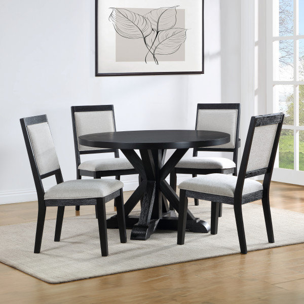 Nya 5 Piece Dining Set, 30" H x 48" L x 48" W, Gray