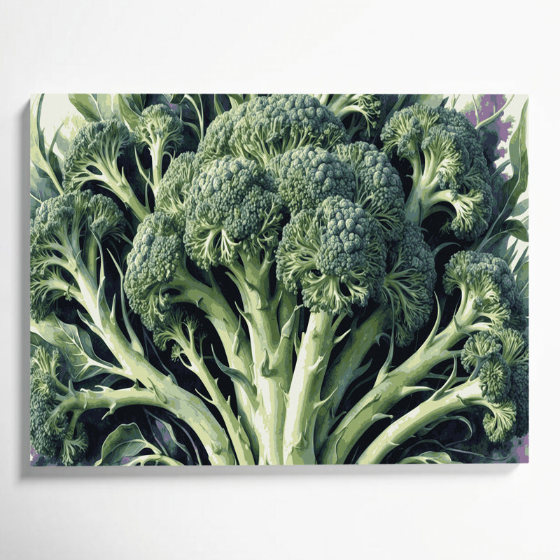 Vegetables Broccoli Flowers Green Canvas Wall Art, 16" H x 20" W