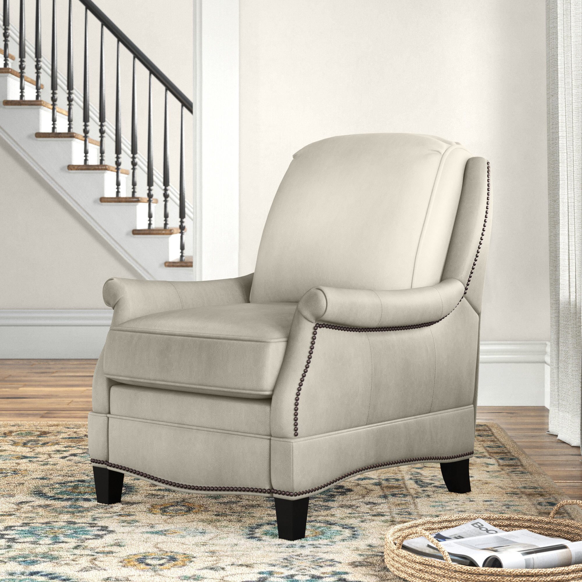 Dunlevy Recliner, Shoreham Cream Top Grain Leather