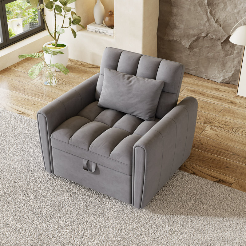 Canapé-lit pliable de 38,2 po de grande taille, canapé-lit simple en velours moderne, canapé-lit avec dossier réglable, 3 positions et coussins, convient au salon et à la chambre à coucher