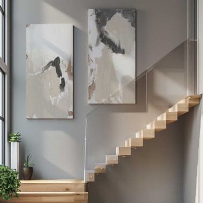 Monochrome Mosaic v2 | 2 Panel Split Large Canvas Print | Combined