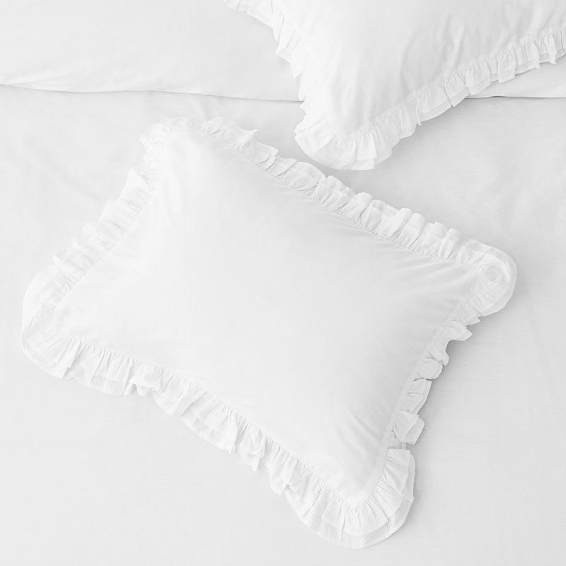 Double Ruffle Cotton Percale Duvet Set