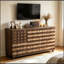 Buffet 55 pouces à deux tons avec buffet et armoire en forme d'étoile avec tiroirs et tablettes réglables