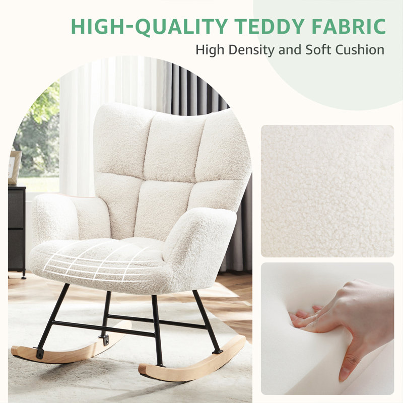 Chaise berçante rembourrée, Beige, Beige
