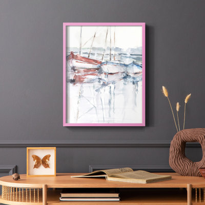 Watercolor Harbor Study II, reproduction encadrée - bois massif