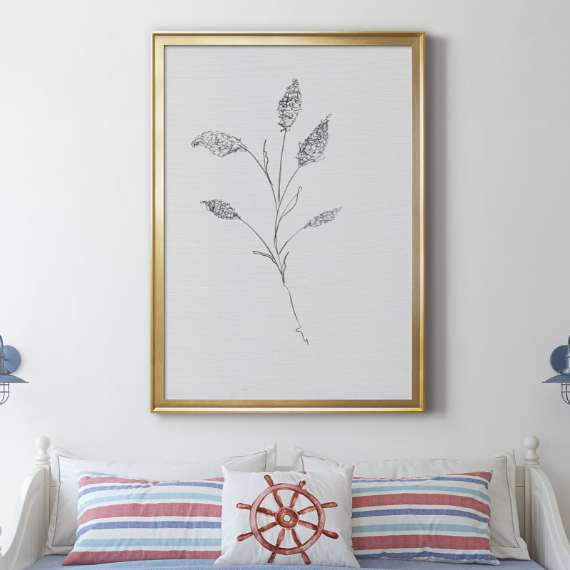 Floral S croquis Ii - reproduction d'art sur toile, Toile encadrée d'or, H 30,5 po x l 42,5 po x P 1,5 po