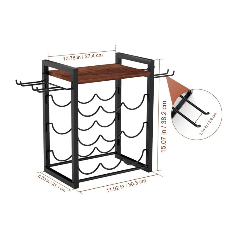 Tabletop Wine Bottle & Glass Rack