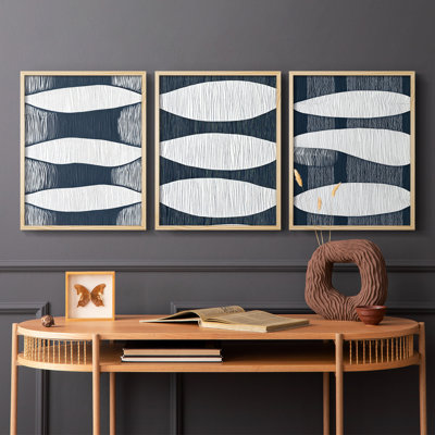 Abstract  Series  CCXIII  -Set Of 3 Framed Giclee Prints -Ready to Hang