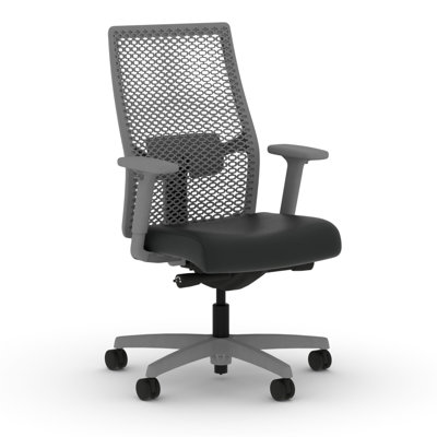 Chaise de bureau ergonomique HON Ignition 2.0 ReA Activ, inclinaison avancée, structure en titane, noir