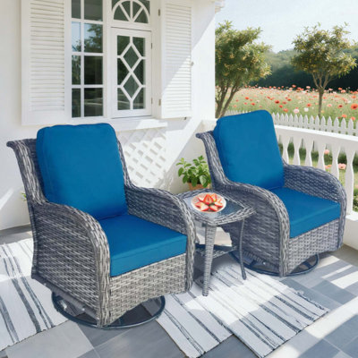 Wicker Patio Furniture Set - 3 Piece Rattan Outdoor Sectional Conversation Sets 2 Piece Wicker Hang Gliding  Chairs And 1 Side Table