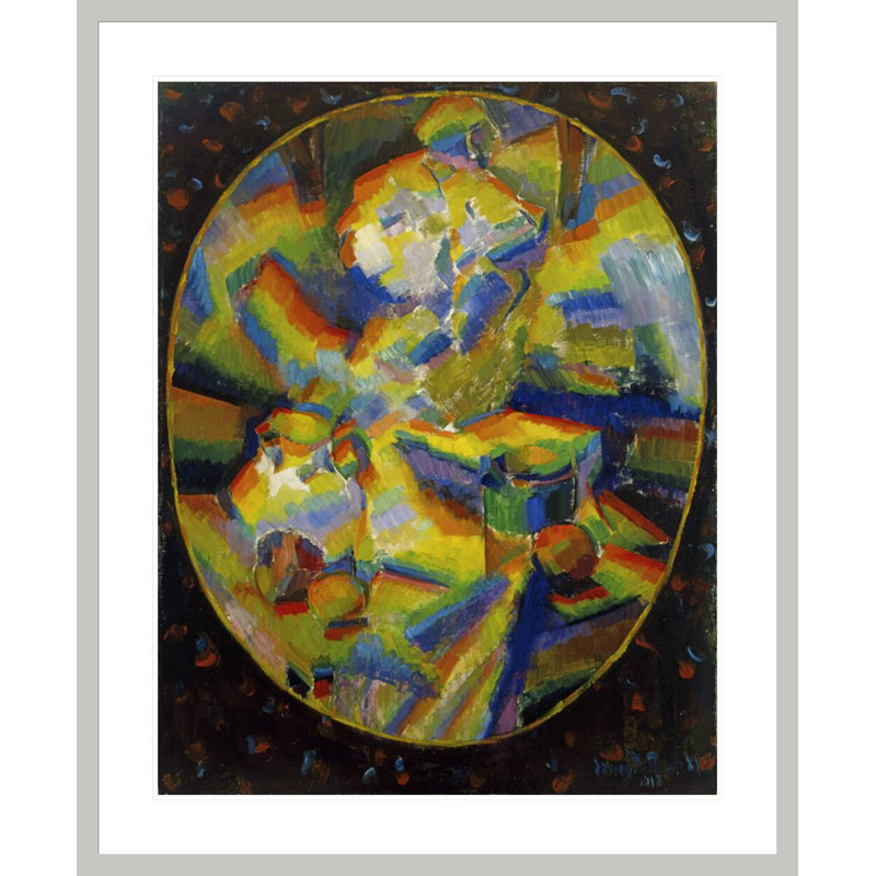 «Still Life Synchromy with Nude in Yellow» par Morgan Russell - Reproduction giclée encadrée, H 40,69 po x l 33,5 po