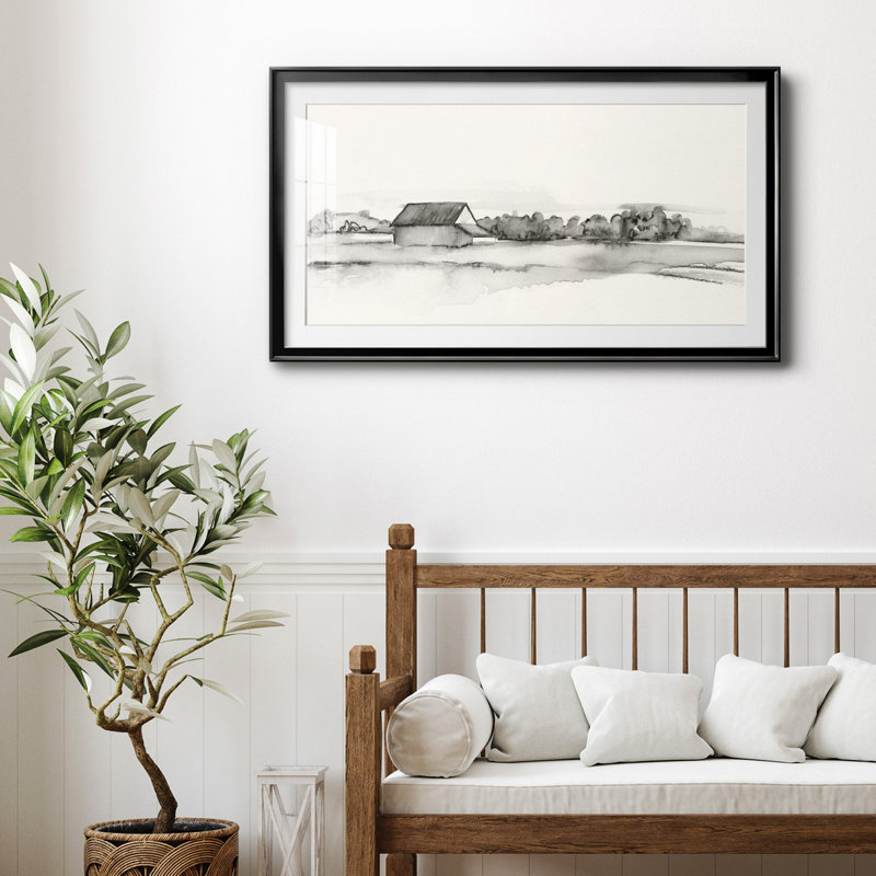 Wyeth Barn I - reproduction encadrée de qualité supérieure - prête à être accrochée, H 14,5 po x l 26,5 po x P 1 po, Noir