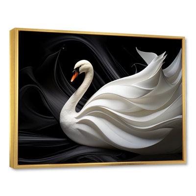 Élégie noire et blanche d'un cygne sur toile