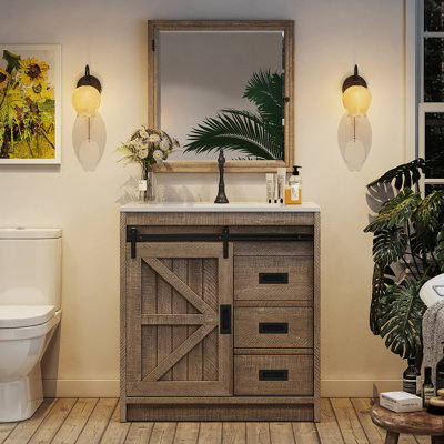 29.33'' Single Bathroom Vanity with Manufactured Wood Top