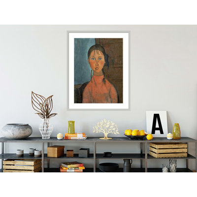 «Girl with Piguits» par Amedeo Modigliani - Impression giclée encadrée