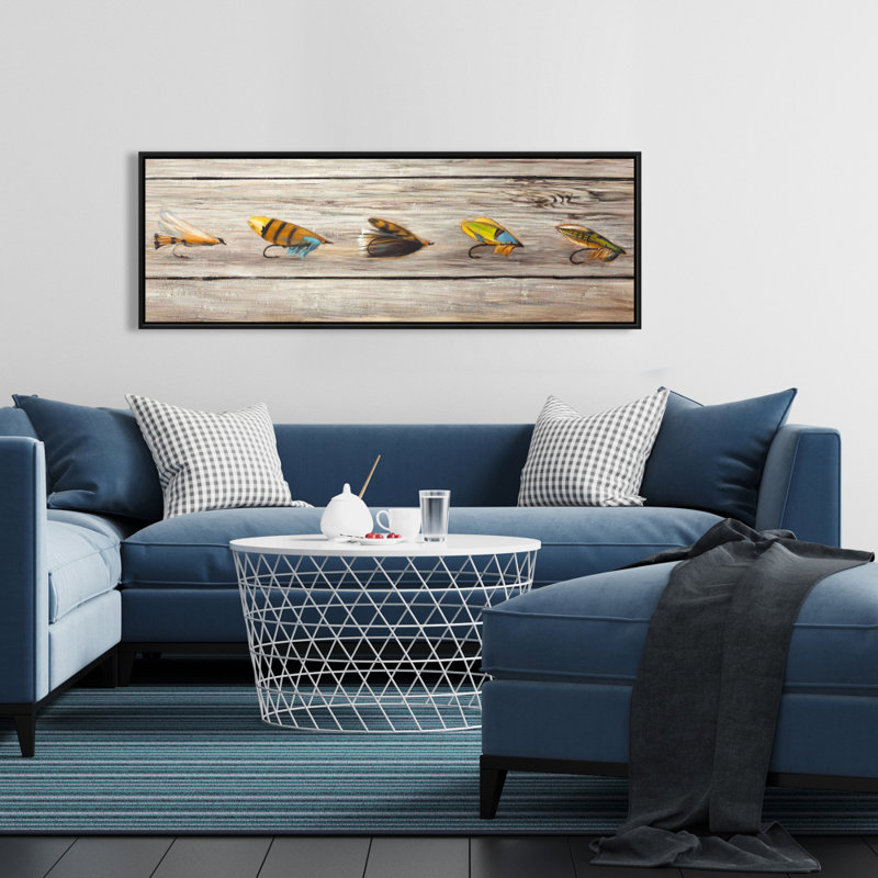Pêche à la mouche sur toile | Décoration d'insecte contemporaine, H 49,25 po x l 17,25 po