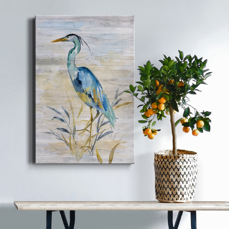 Blue Heron II - reproduction d'art, H 12 po x l 8 po x P 1,5 po, Toile tendue, Pas de tapis