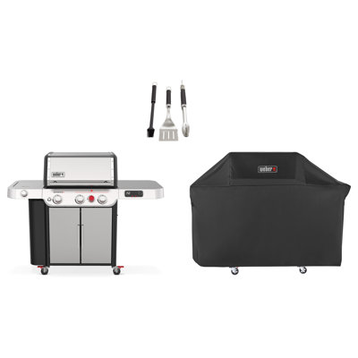 Genesis Weber 3 - Burner Free Standing 39000 BTU Liquid Propane Grill with Side Burner and Cabinet 3 Piece Set