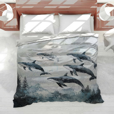 Whales Bedding Animal Comforter Japandi