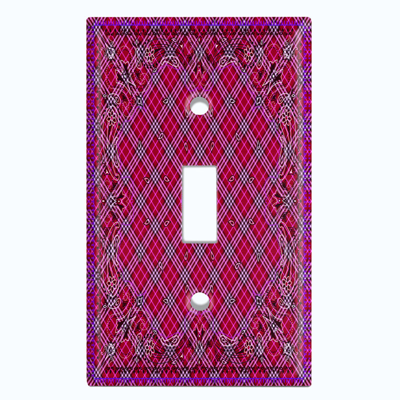 Patterned 1 - Gang Toggle Light Switch Standard Wall Plate, Red/Pink