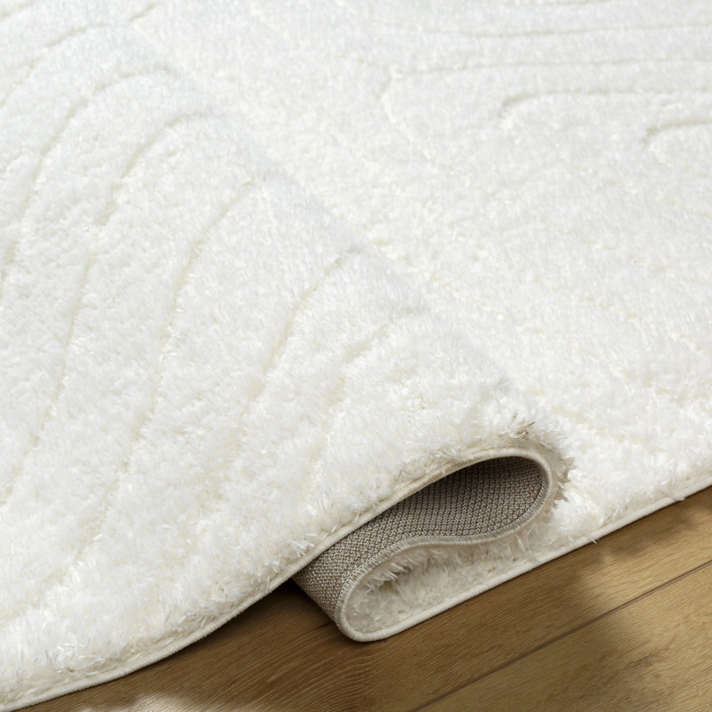 Carollyn Nomadic Machine Woven Polyester Area Rug in White, Rectangle 7'10" x 10'