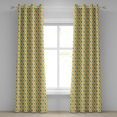 Rideau à œillets 2 panneaux Red Barrel Studio®, 50 po x 84 po, vert crème souci