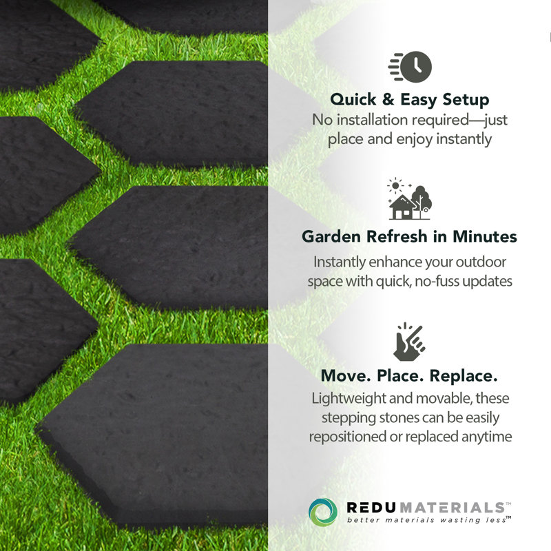  10 Pack 13" x 15" Stomp Hex Decorative Stepping Stones, Black