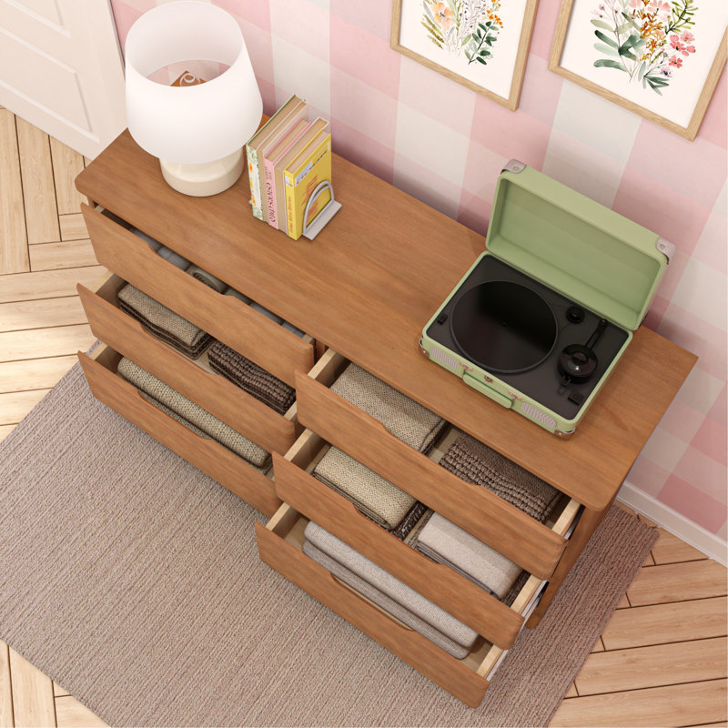 Modern Farmhouse 6 Drawer Dresser, Pecan