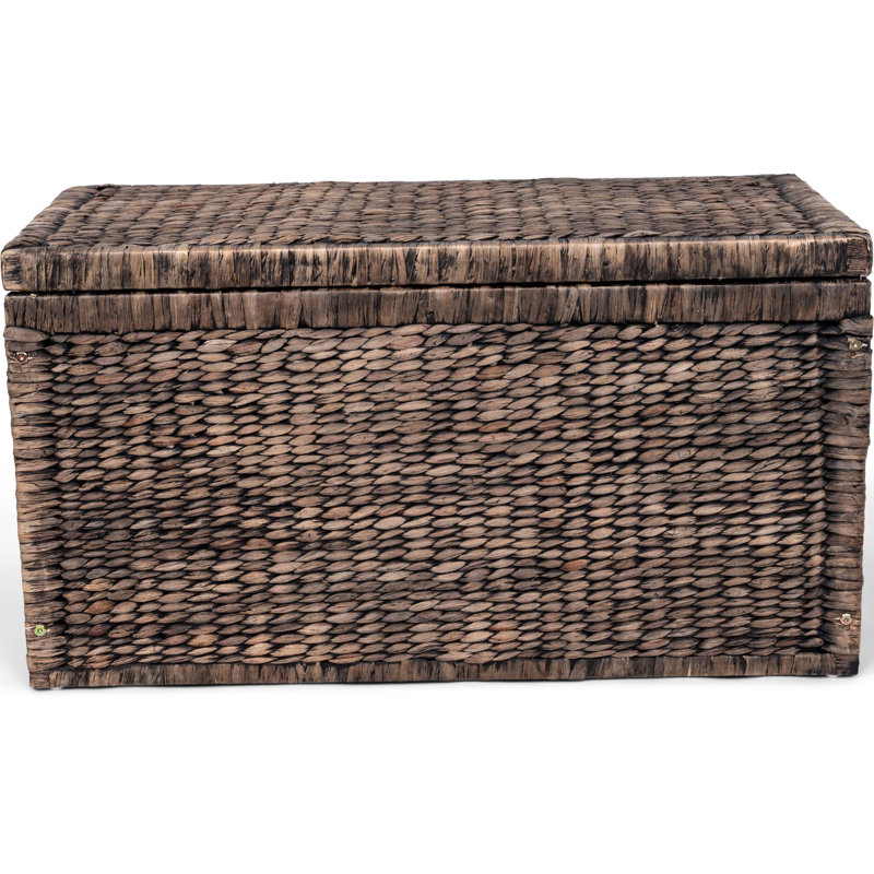 Adler Wicker Trunk Vintage Boho style Chest, Wooden Frame with Water Hyacinth Woven Construction