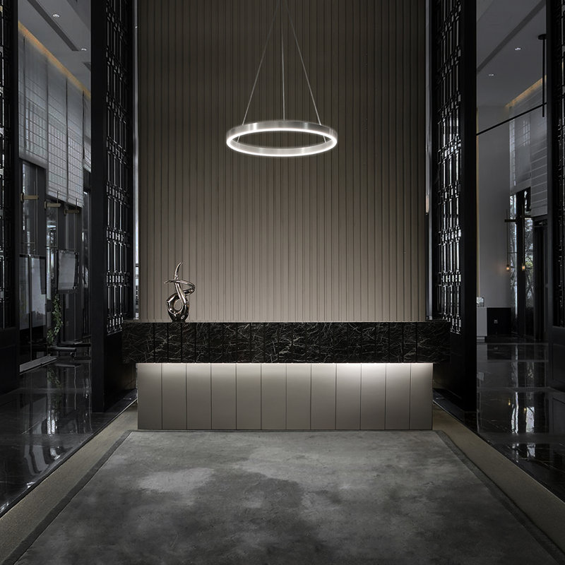 Luminaire suspendu tambour Sirius Unique à intensité variable DEL, H 1,88 po x l 47,88 po x P 47,88 po, Blanc