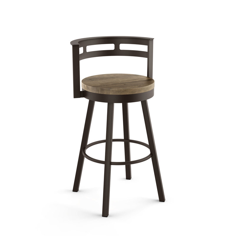 Talia Swivel Counter & Bar Stool, Beige, Textured Dark Brown, Counter Stool (25.5" Seat Height)
