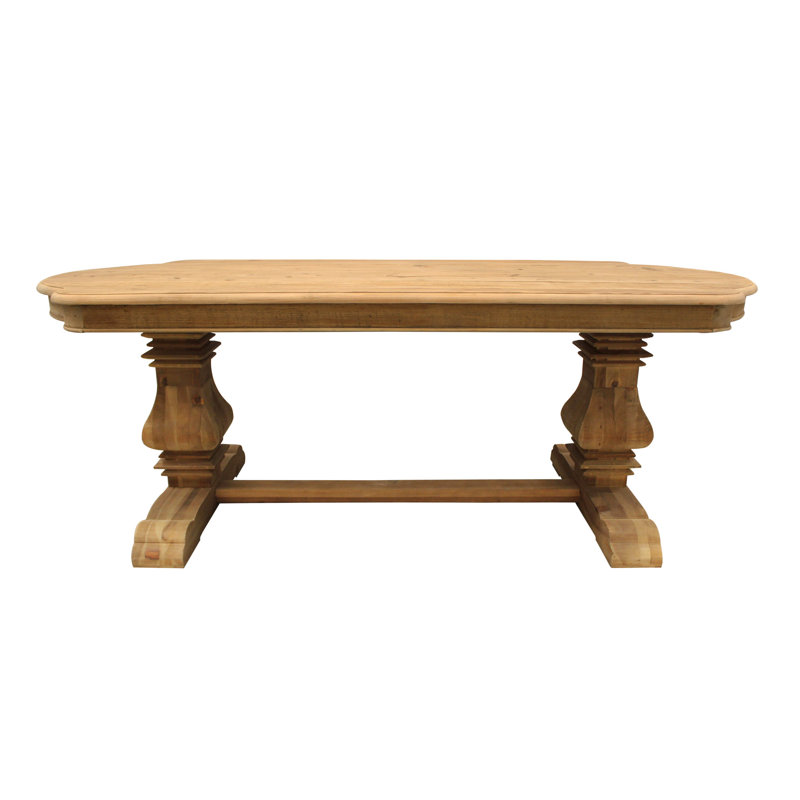  84" Natural Solid Wood Trestle Base Dining Table