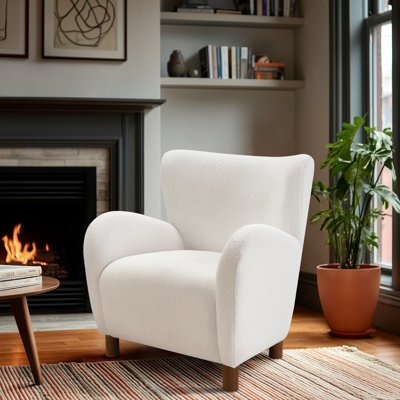 Stella Fluffy Teddy Boucle Cloud Upholstered Wingback Accent Armchair