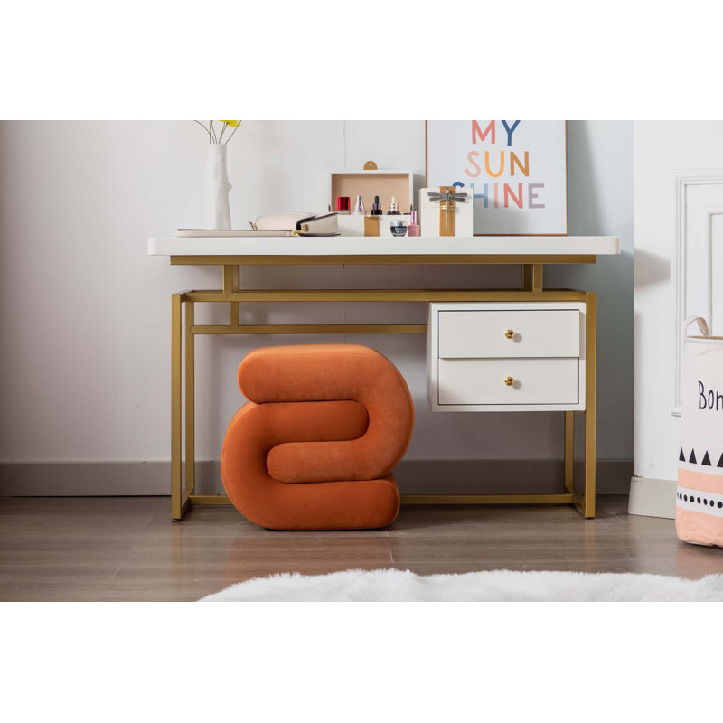 Repose-pieds de 18,1 po de largeur Eveny, Velours orange
