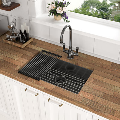 Évier de cuisine en acier inoxydable encastrable L 28 po x l 18 po avec accessoires