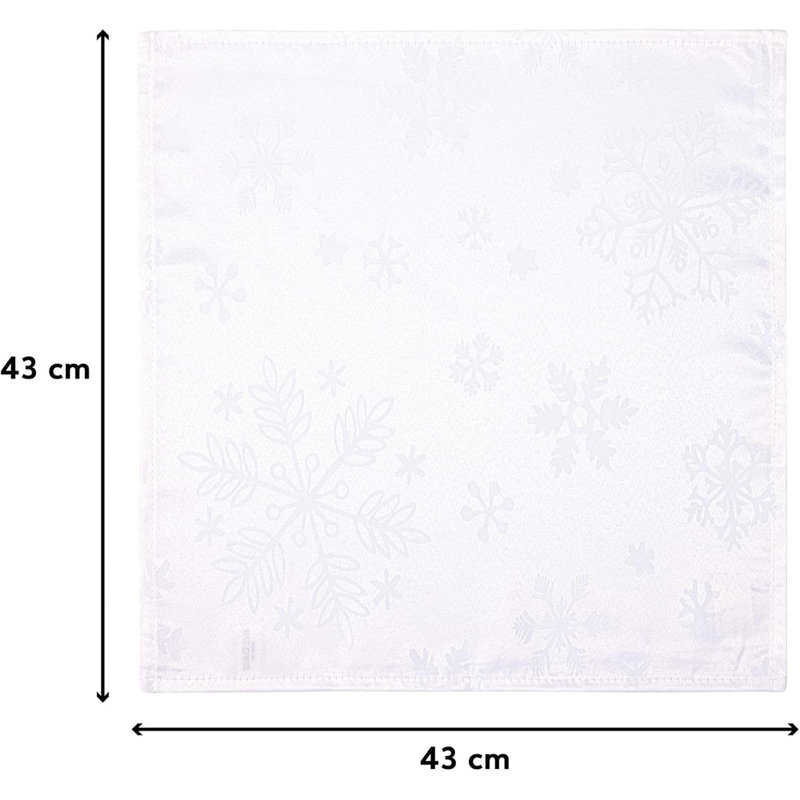 Alonta Polyester Blizzard Snowflake Square Napkin, White