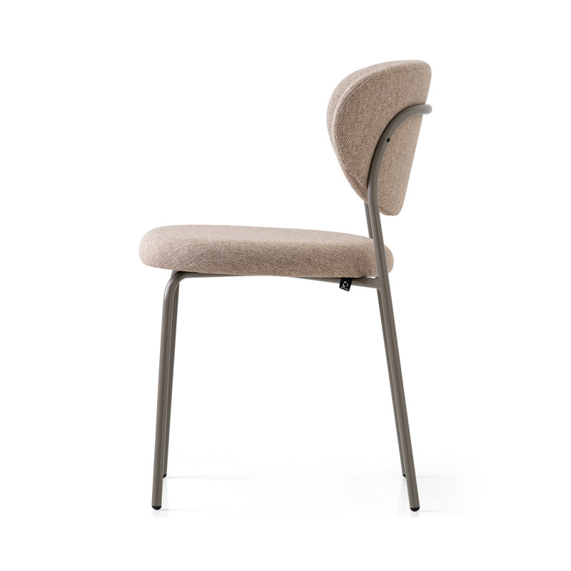 Cozy Upholstered Chair with Metal Frame, Taupe, Matt Black