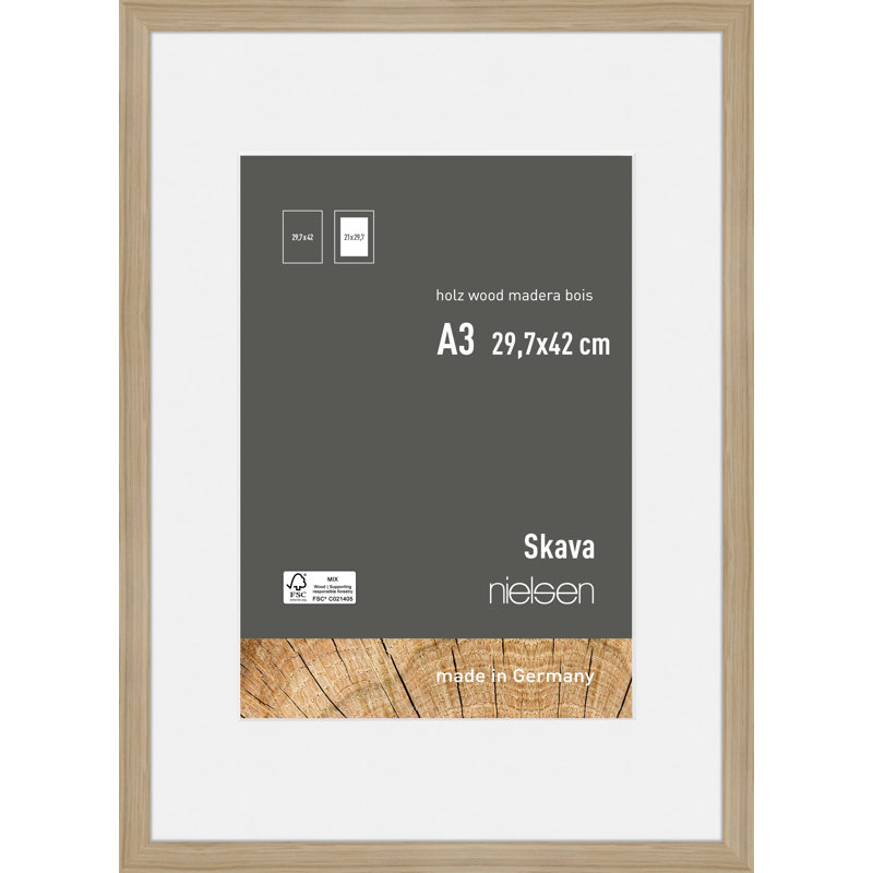 nielsen Skava Wooden Picture Frame, 42cm H x 29.7cm W x 2cm D, Oak