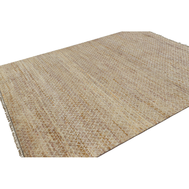 Rug & Kilim’S Contemporary Rug With Beige-Brown And White Geometric Patterns, Rectangle 6' x 9'