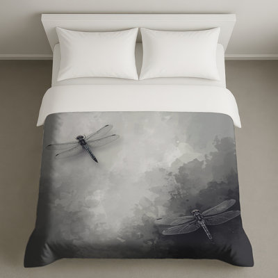Housse de couette grise libellule Illustration