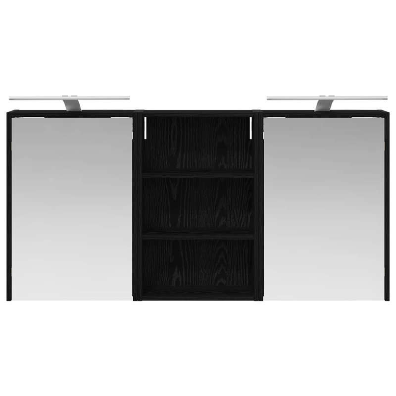 W H Wall Mounted Required Medicine Cabinet Mirror 6, Black, 62.5cmH x 126cmW x 16cmD