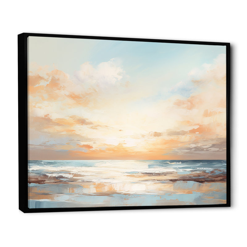 Polanco - plage et océan, reproduction d'art sur toile, Cadre flottant noir, H 12 po x l 20 po x P 1 po
