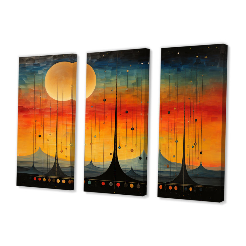 Croker - ensemble d'art mural abstrait paysage, H 28 po x l 36 po x P 1 po, Toile tendue
