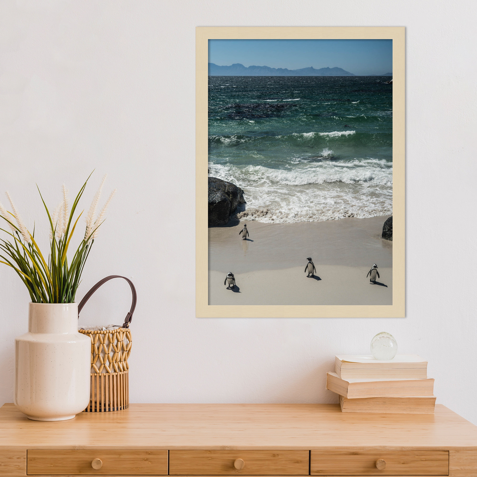 Coming In to the Beach by Shot by Clint Wood Framed Wall Art Print, Brown, 21" H x 15" W