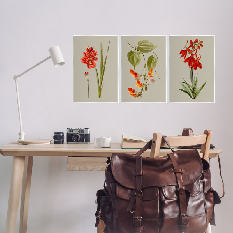 Ensemble de 3 plaques murales Woodland Flower Study par Vision Studio, H 15 po x l 10 po