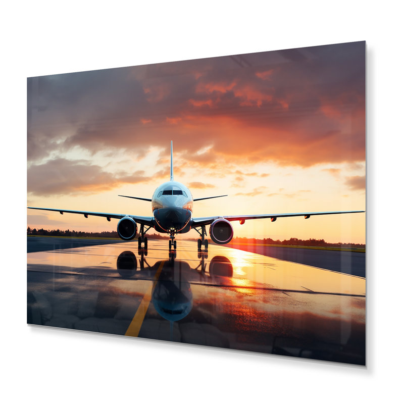 Photo prête pour le décollage de l'avion - Art mural moderne en métal, H 30 po x l 40 po