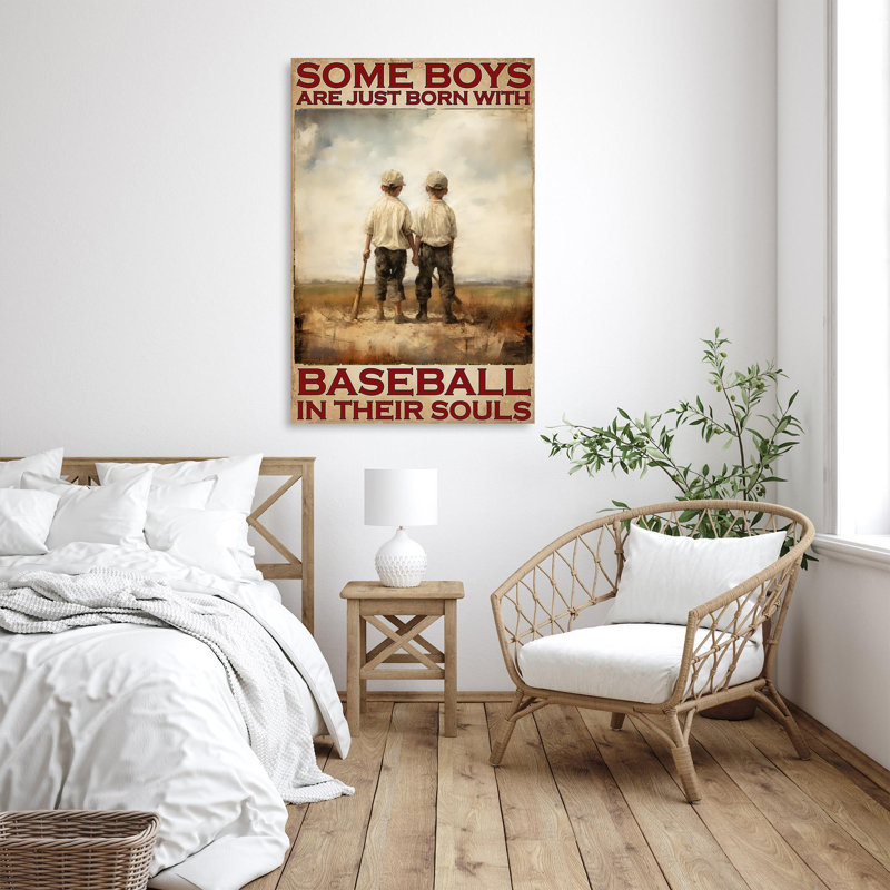 " Boys Just Born With Baseball ", 14" H x 11" W x 1.25" D