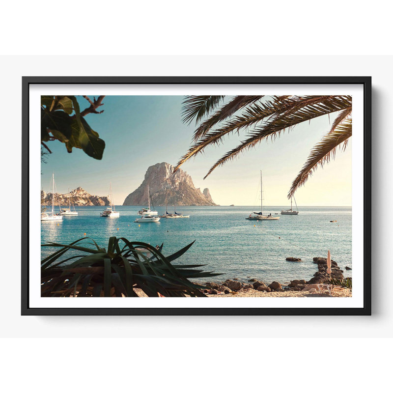"Es Vedra", H 14 po x l 18 po, Impression encadrée avec passe-partout, Noir
