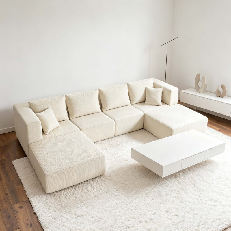 Canapé modulaire en forme de U de 140 po, canapé convertible en forme de U avec mousse à haute densité, aucun assemblage requis